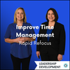 Two women standing side by side on a blue background. GettaMeeting's 